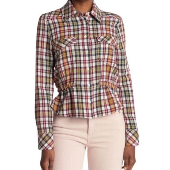 Veronica Beard Shania Button Down Top Red Multi Size 2 - Picture 2 of 6